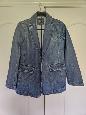 GAP Denim Blazer Jacket in Faded Indigo